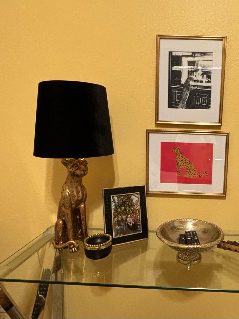 Brushed Bronze Cheetah Lamp w/Velvet Shade (2)